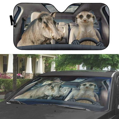 Gearhumans 3D Timon & Pumbaa Lion King Car Auto Sunshade