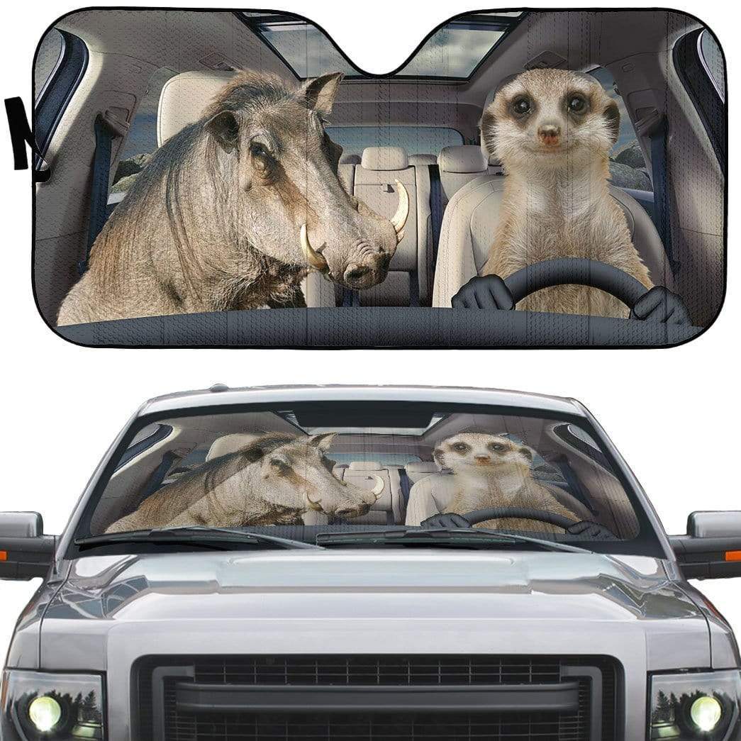 Gearhumans 3D Timon & Pumbaa Lion King Car Auto Sunshade