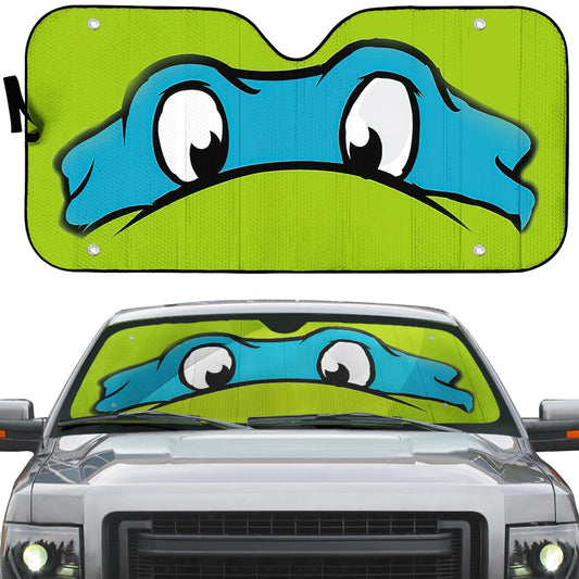 TMNT Car Sun Shade TMNT Leonardo Mask Graphic Winshield Sun Shade Green Blue