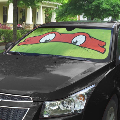 TMNT Car Sun Shade TMNT Raphael Mask Graphic Winshield Sun Shade Green Red