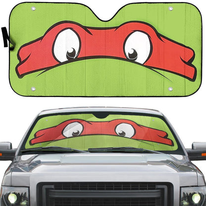 TMNT Car Sun Shade TMNT Raphael Mask Graphic Winshield Sun Shade Green Red