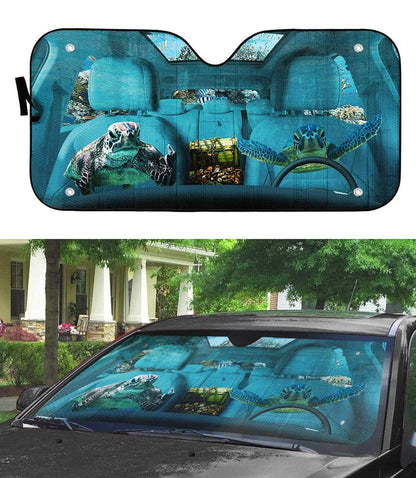 Gearhumans 3D Turtle Custom Car Auto Sunshade Custom Car Auto Sunshade