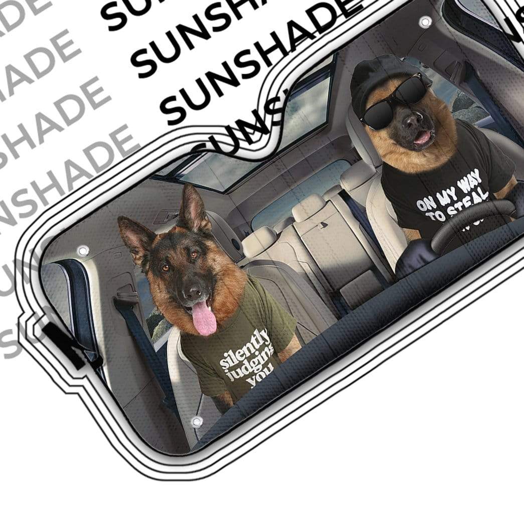Gearhumans 3D Two Cool German Shepherd Dog Custom Car Auto Sunshade