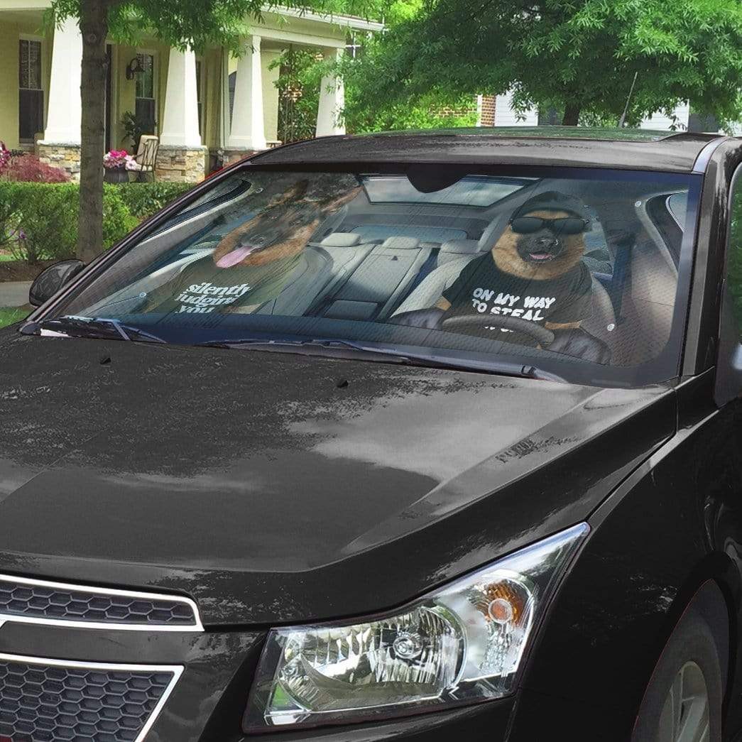 Gearhumans 3D Two Cool German Shepherd Dog Custom Car Auto Sunshade
