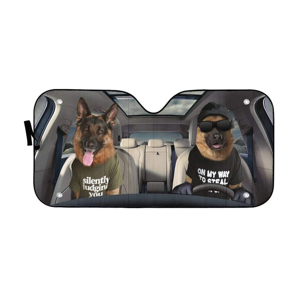 Gearhumans 3D Two Cool German Shepherd Dog Custom Car Auto Sunshade
