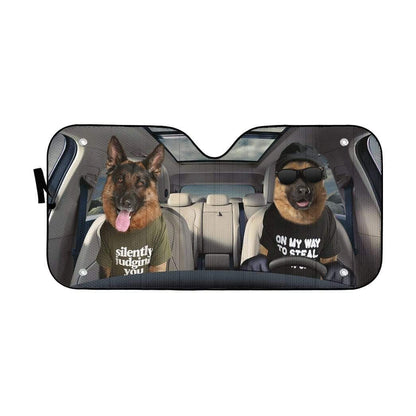 Gearhumans 3D Two Cool German Shepherd Dog Custom Car Auto Sunshade