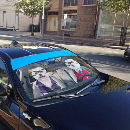 Gearhumans 3D Two Cute Terrier Dogs Custom Car Auto Sunshade