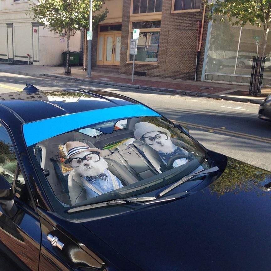 Gearhumans 3D Two Friend Soulmate Terrier Dogs Custom Car Auto Sunshade