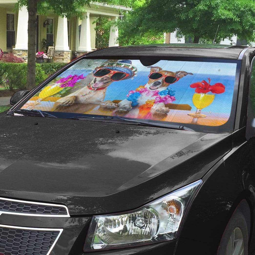 Gearhumans 3D Two Funny Dogs In The Beach Custom Car Auto Sunshade