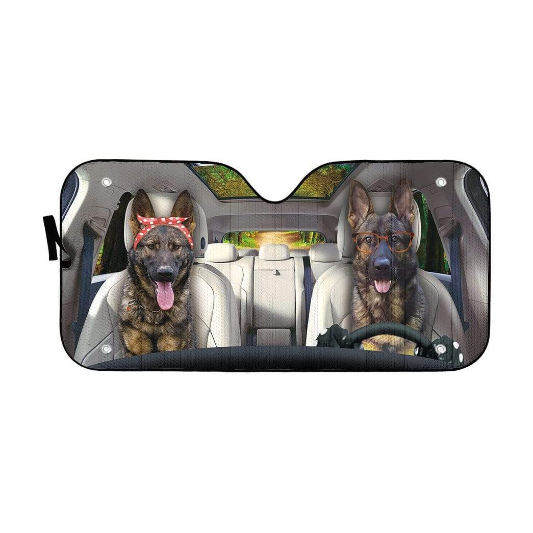 Gearhumans 3D Two German Shepherd Dog Custom Car Auto Sunshade