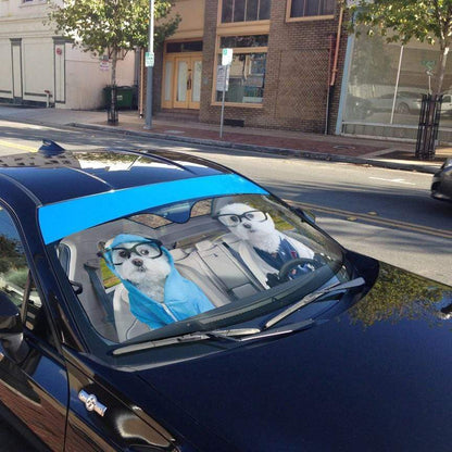 Gearhumans 3D Two Lovely Terrier Dogs Custom Car Auto Sunshade