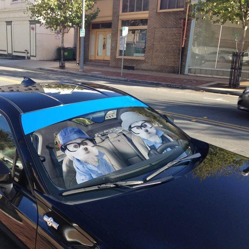 Gearhumans 3D Two Soulmate Friend Terrier Dogs Custom Car Auto Sunshade