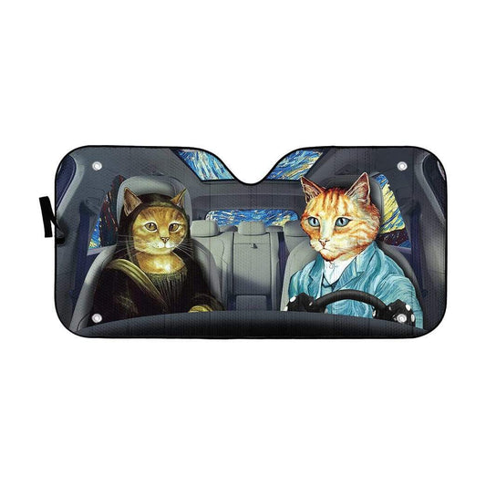 Gearhumans 3D Van Gogh And Mona Lisa Custom Car Auto Sunshade