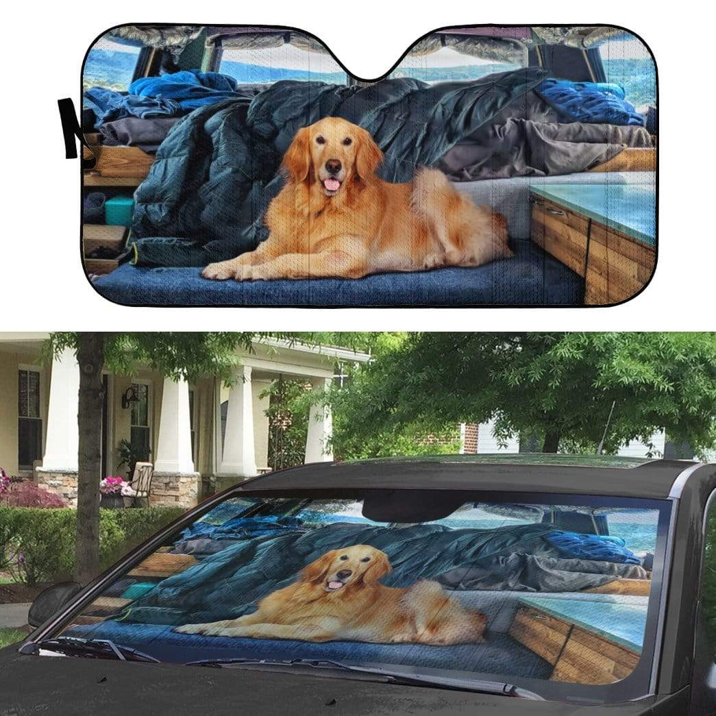Gearhumans 3D Vanlife With Golden Retriever Custom Car Auto Sunshade