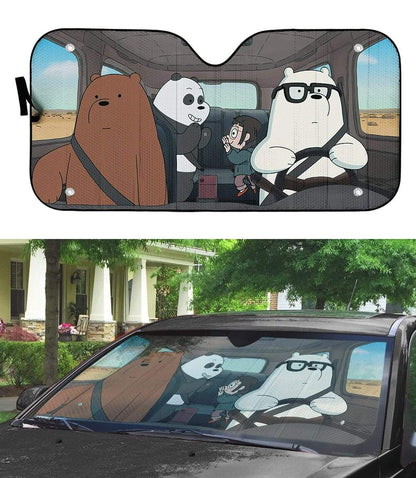 Gearhumans 3D we bare bears 2020 drive Custom Car Auto Sunshade