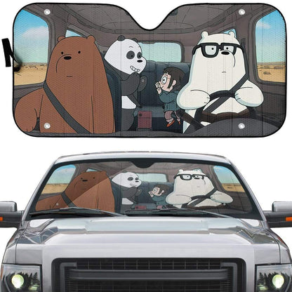 Gearhumans 3D we bare bears 2020 drive Custom Car Auto Sunshade