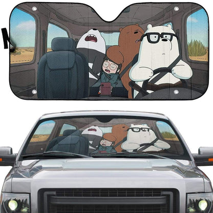 Gearhumans 3D we bare bears 2020 driving Custom Car Auto Sunshade