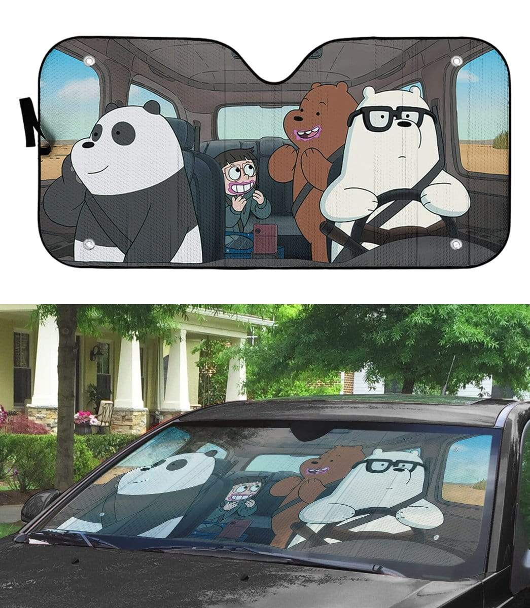 Gearhumans 3D we bare bears 2020 Happy Custom Car Auto Sunshade