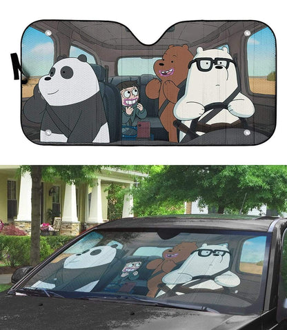 Gearhumans 3D we bare bears 2020 Happy Custom Car Auto Sunshade