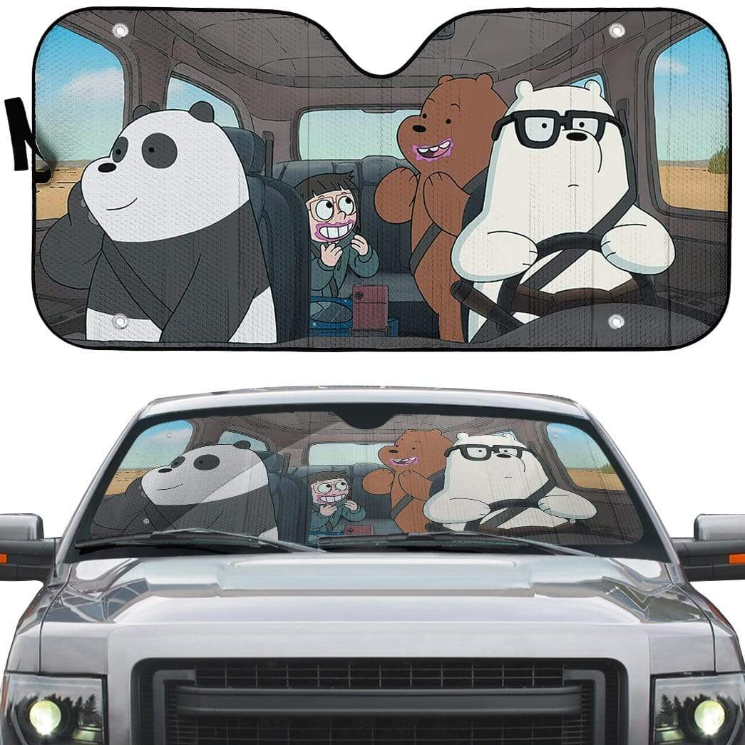 Gearhumans 3D we bare bears 2020 Happy Custom Car Auto Sunshade