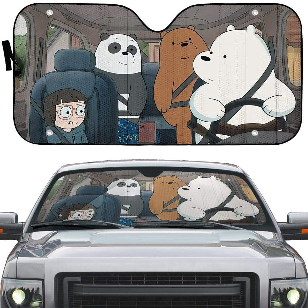 Gearhumans 3D we bare bears 2020 Movie Custom Car Auto Sunshade