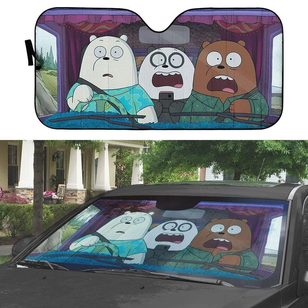 Gearhumans 3D We Bare Bears Custom Car Auto Sunshade
