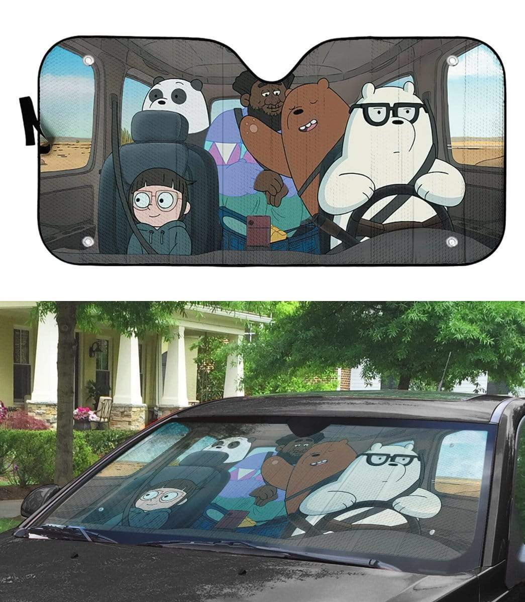 Gearhumans 3D We bare bears Happy Custom Car Auto Sunshade