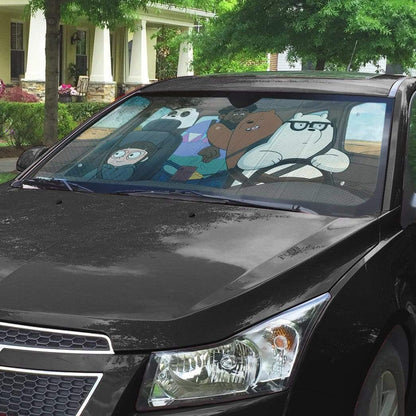Gearhumans 3D We bare bears Happy Custom Car Auto Sunshade