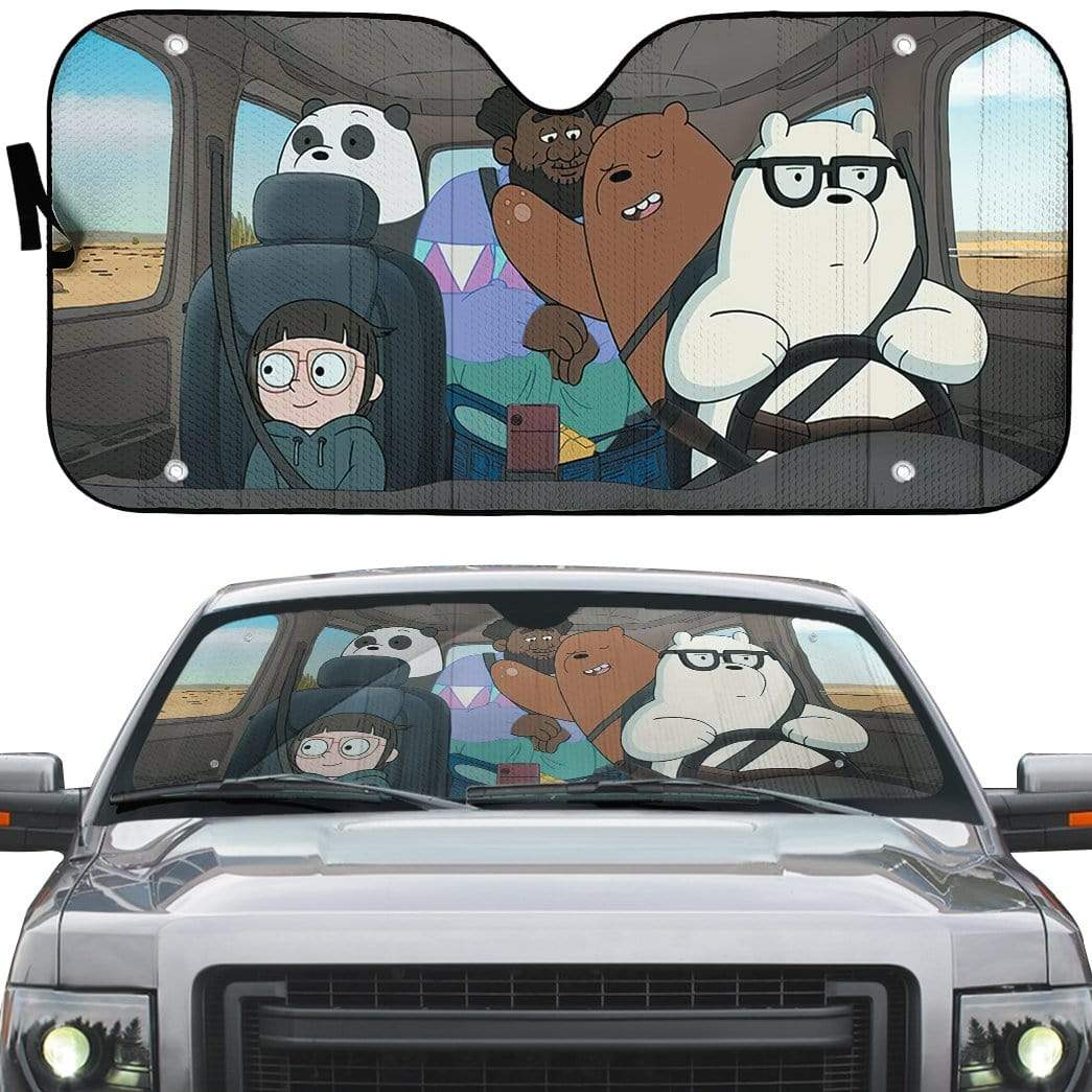 Gearhumans 3D We bare bears Happy Custom Car Auto Sunshade