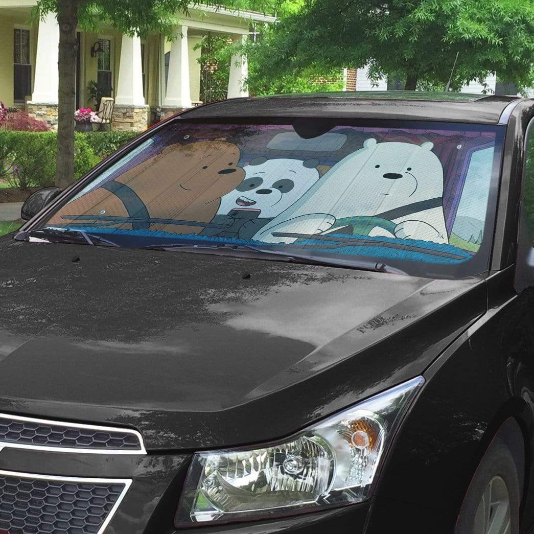 Gearhumans 3D We Bare Bears in Car Custom Car Auto Sunshade