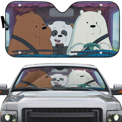 Gearhumans 3D We Bare Bears in Car Custom Car Auto Sunshade