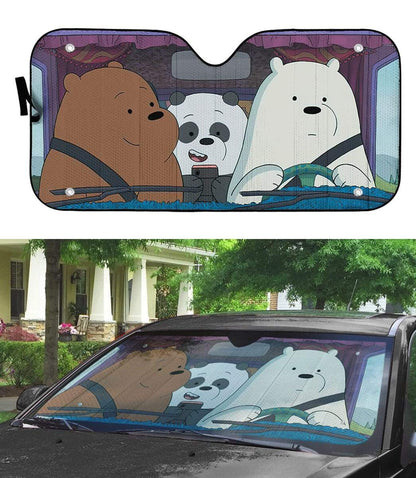 Gearhumans 3D We Bare Bears in Car Custom Car Auto Sunshade