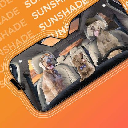 Gearhumans 3D Weimaraner Dogs Custom Car Auto Sunshade