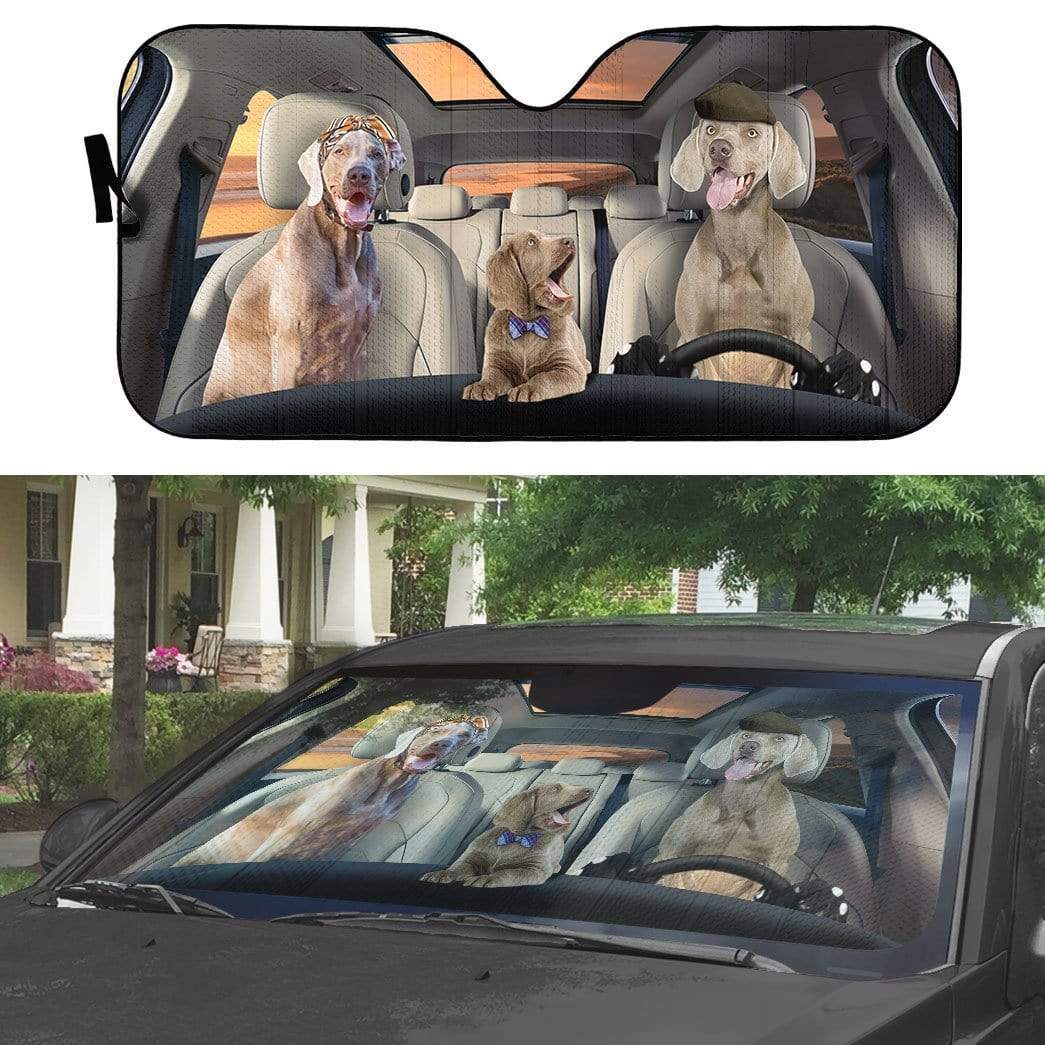 Gearhumans 3D Weimaraner Dogs Custom Car Auto Sunshade