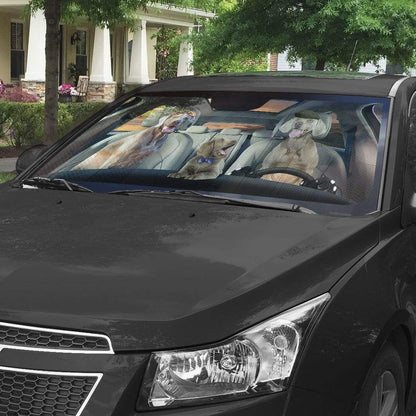 Gearhumans 3D Weimaraner Dogs Custom Car Auto Sunshade