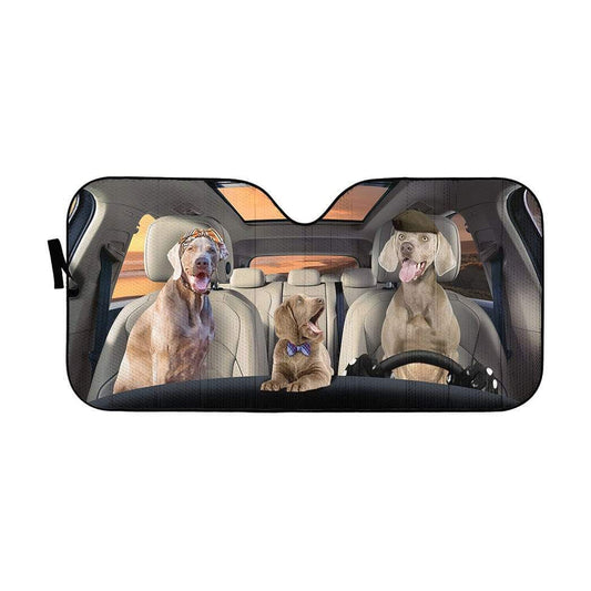 Gearhumans 3D Weimaraner Dogs Custom Car Auto Sunshade