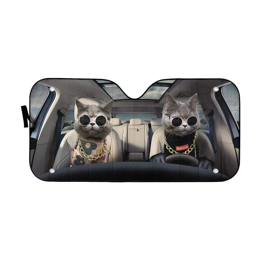 Gearhumans 3D White Shorthair Cats Custom Car Auto Sunshade