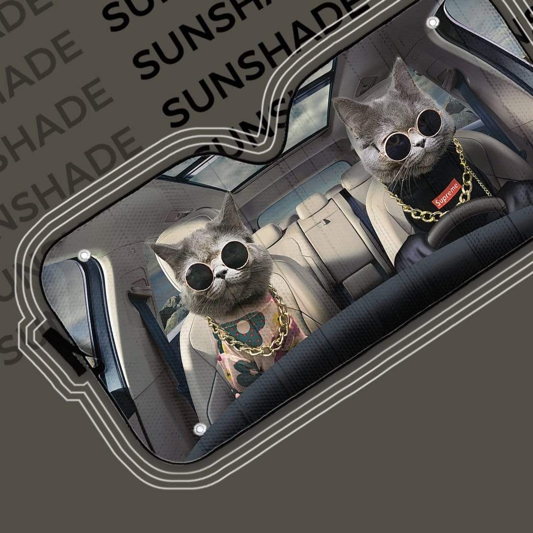 Gearhumans 3D White Shorthair Cats Custom Car Auto Sunshade
