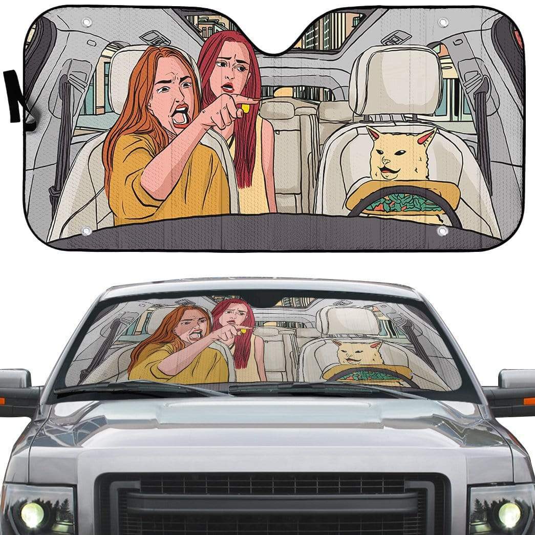 Gearhumans 3D Yelling At A Cat Custom Car Auto Sunshade