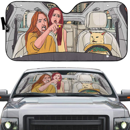Gearhumans 3D Yelling At A Cat Custom Car Auto Sunshade