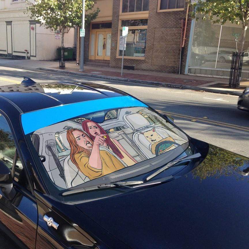 Gearhumans 3D Yelling At A Cat Custom Car Auto Sunshade