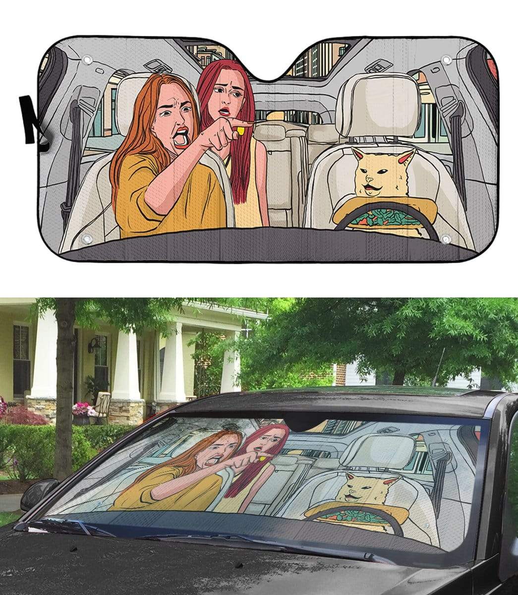 Gearhumans 3D Yelling At A Cat Custom Car Auto Sunshade