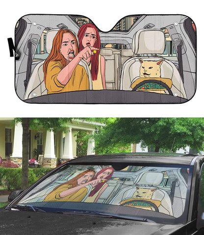 Gearhumans 3D Yelling At A Cat Custom Car Auto Sunshade