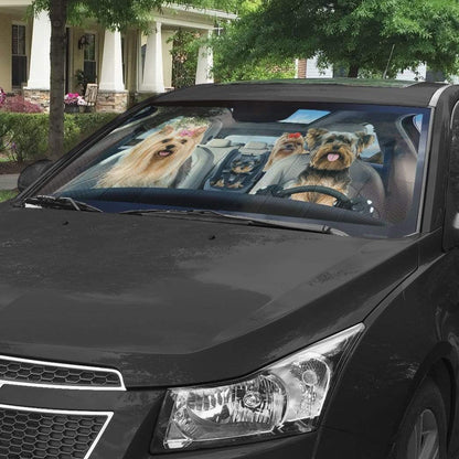 Gearhumans 3D Yorkshire Terrier Custom Car Auto Sunshade