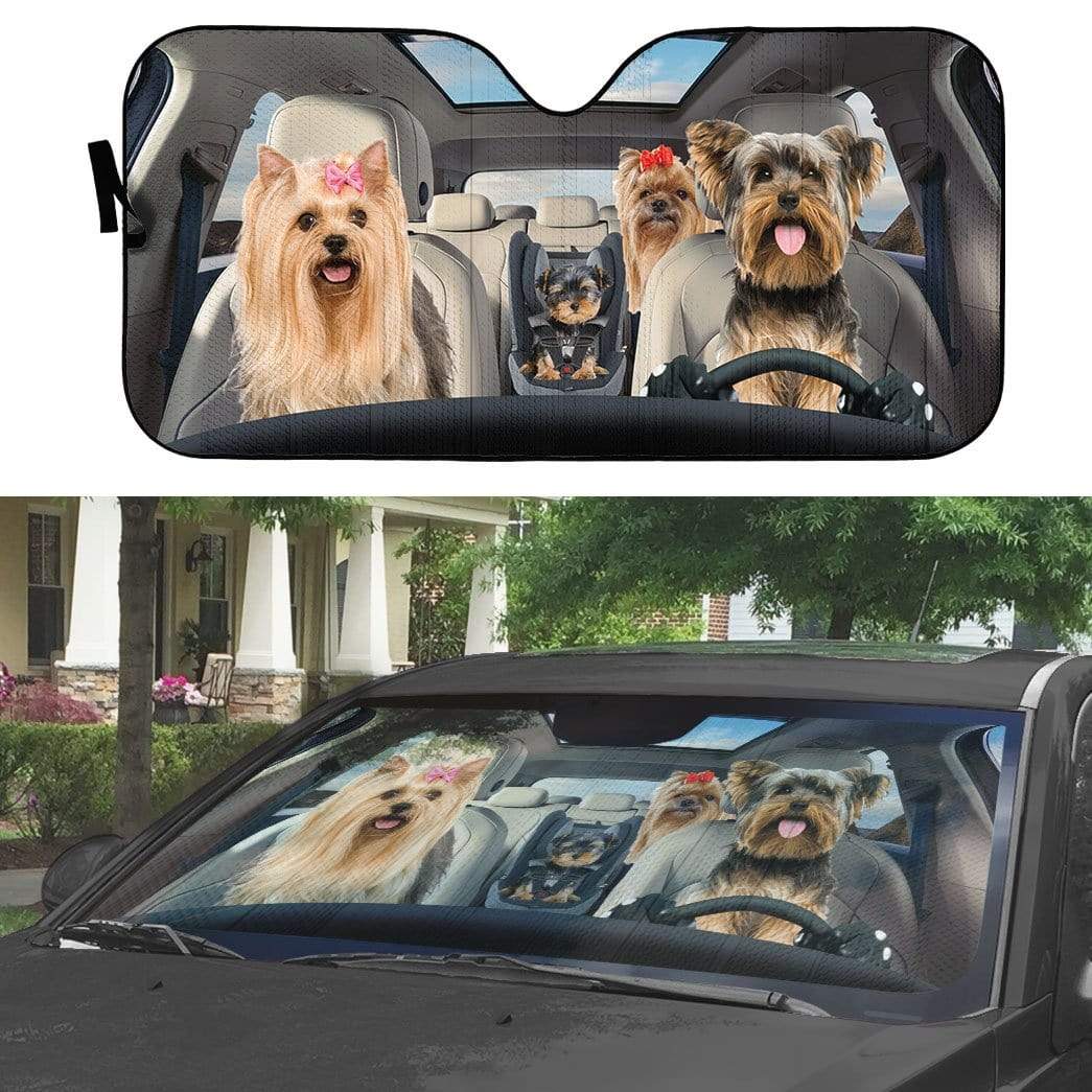 Gearhumans 3D Yorkshire Terrier Custom Car Auto Sunshade