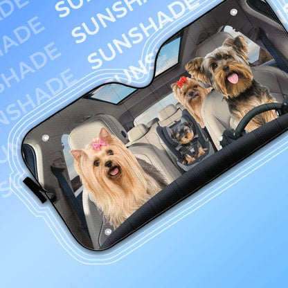 Gearhumans 3D Yorkshire Terrier Custom Car Auto Sunshade