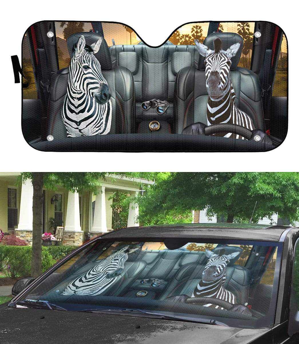 Gearhumans 3D Zebra Custom Car Auto Sunshade