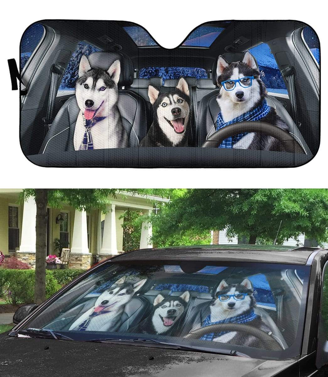 Gearhumans Husky Fun Custom Car Auto Sunshade