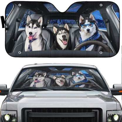 Gearhumans Husky Fun Custom Car Auto Sunshade