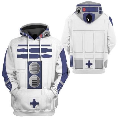 SW Hoodie R2 D2 Costume SW Cosplay T-shirt Sweatshirt White Blue Unisex Adults